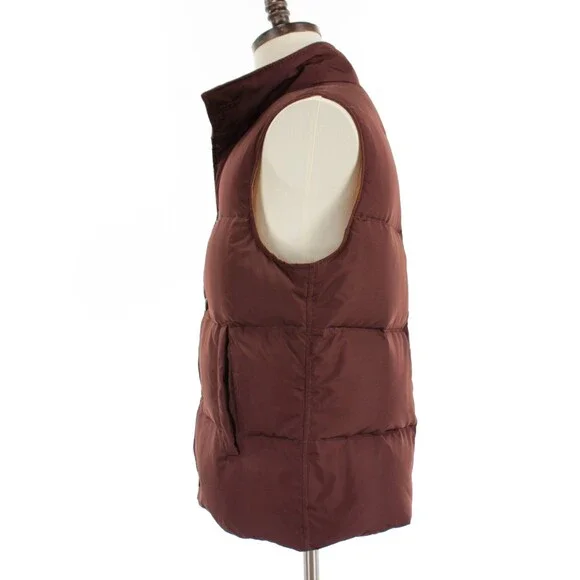 Luciano Barbera NWD Down Puffer Vest Size 50 (US M) in Brown 100% Polyester
